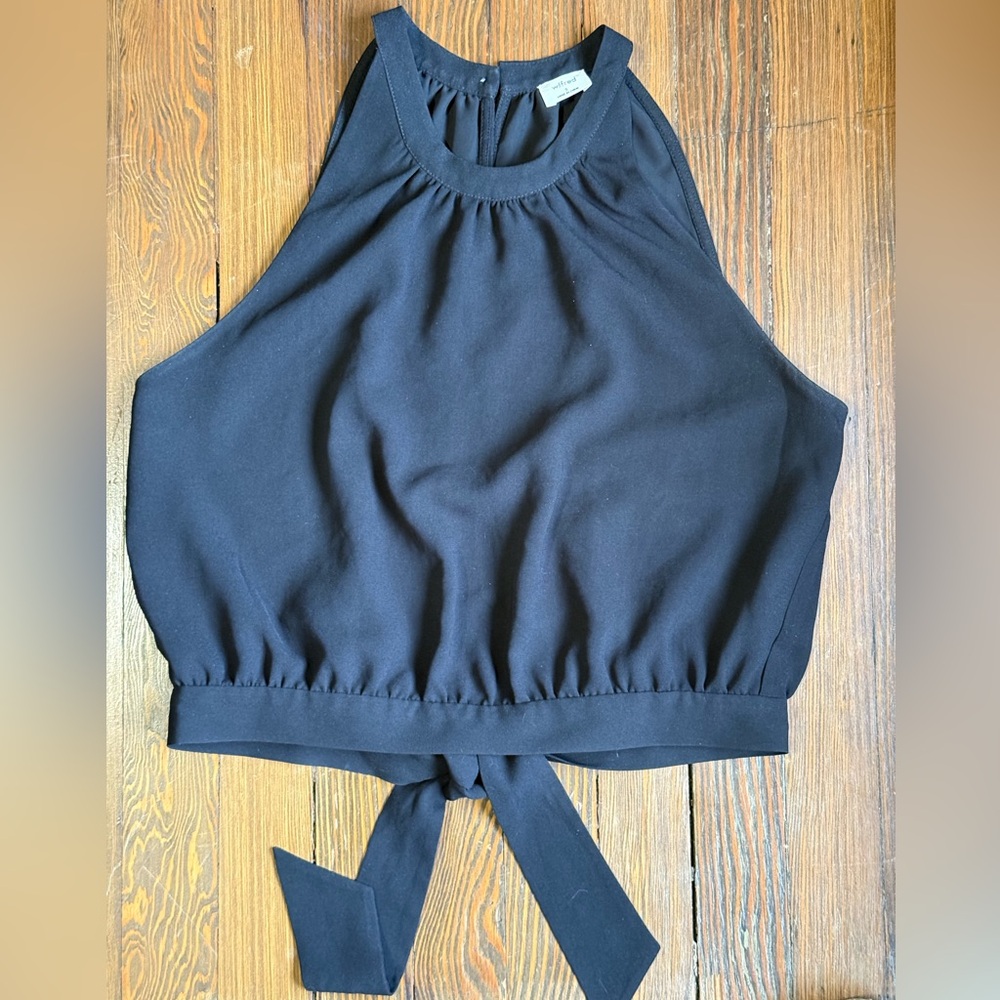 Wilfred Black Cropped Halter Top